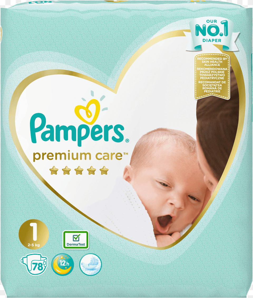 Pampers Premium Care 1 Newborn 78 Pcs Value Pack Pampers Premium Care, Baby, Person, Diaper, Head Png Image