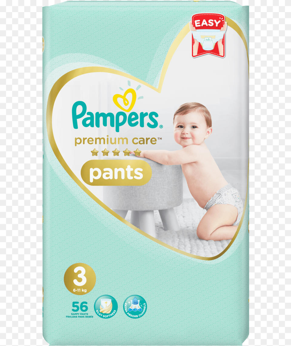 Pampers Premium Care Pants Diapers Size 3 Midi 6 11 Pampers Premium Care Medium, Baby, Diaper, Person, Face Png