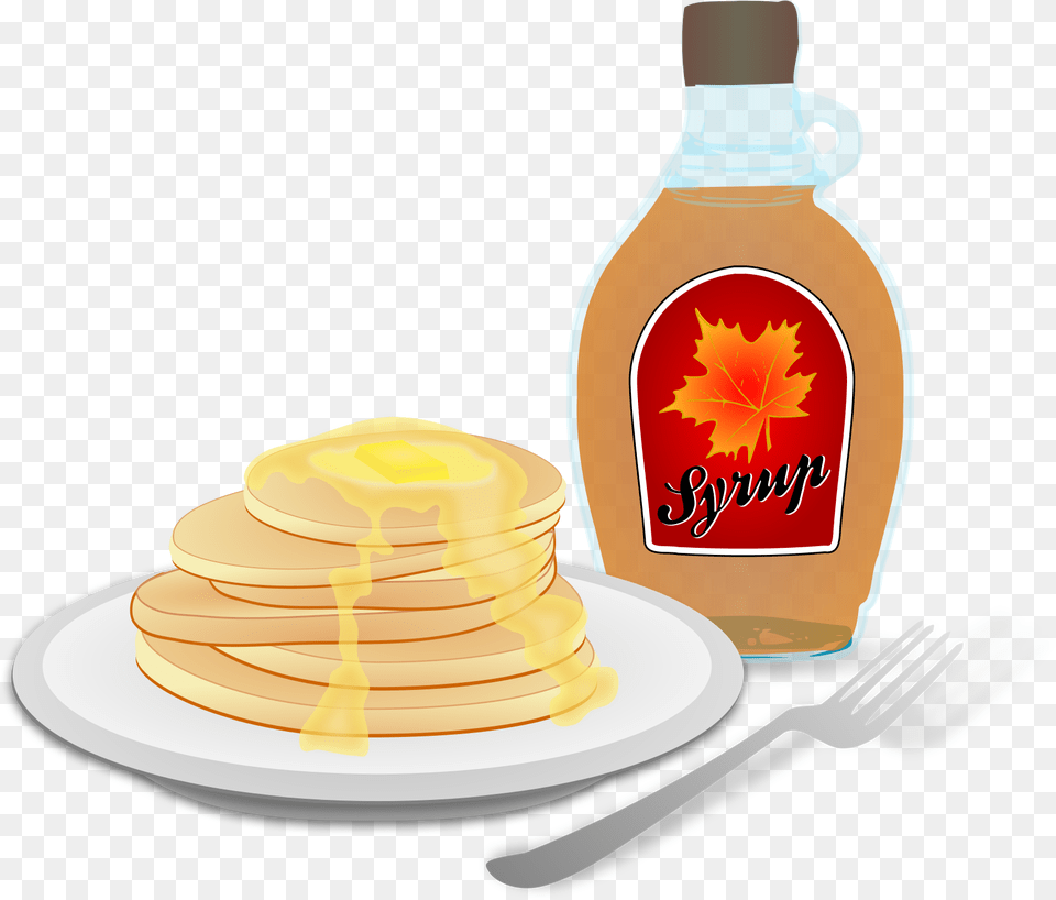 Pancake And Syrup Clipart, Bread, Food, Seasoning, Cutlery Png