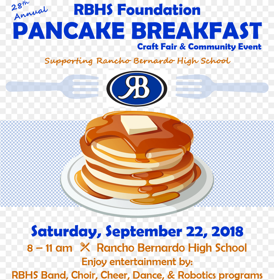 Pancake Breakfast Flyer Rancho Bernardo High School, Advertisement, Food, Poster, Bread Png Image