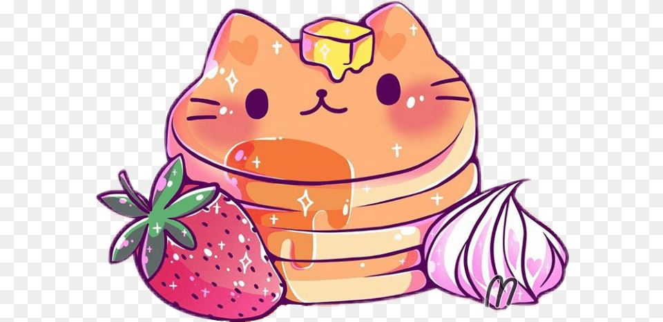 Pancake Clipart Kawaii Pancake Cat Cartoon, Food, Meal, Birthday Cake, Cake Free Png