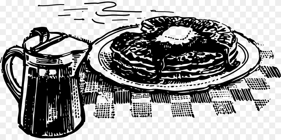 Pancake Eggs Breakfast Black And White, Gray Free Png Download