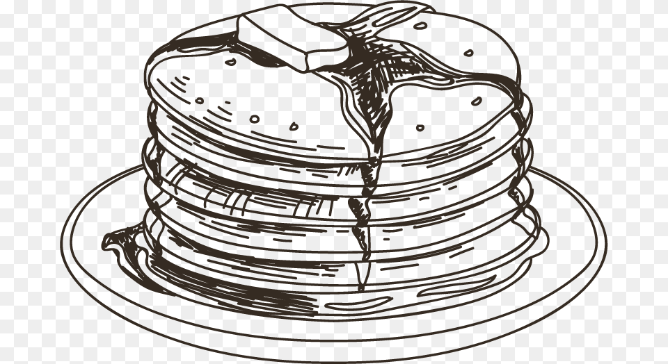 Pancakes Clip Art Black And White, Bread, Food, Pancake Free Png