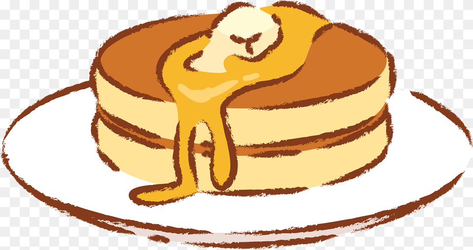 Pancakes On A Plate With Syrup Clipart, Food, Bread, Cake, Dessert Png
