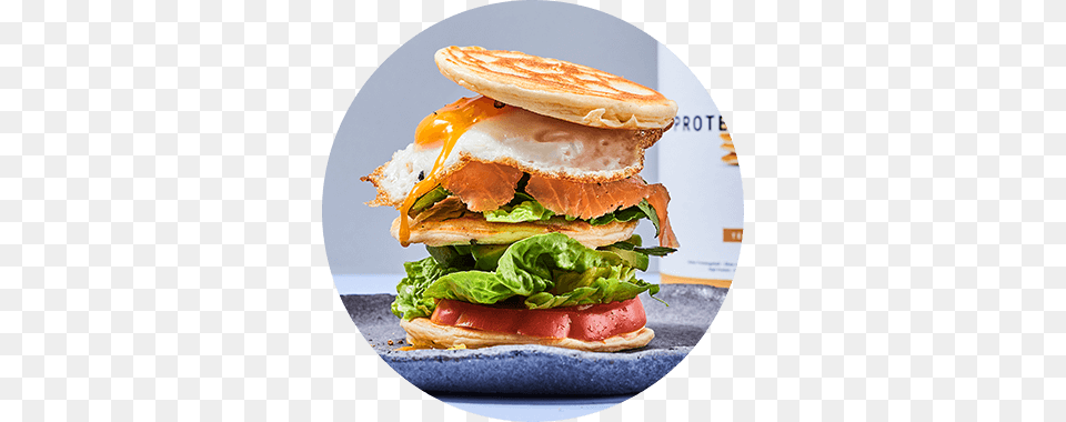 Pancakes With Salmon And Avocado Avocado, Burger, Food, Sandwich, Lunch Free Png Download