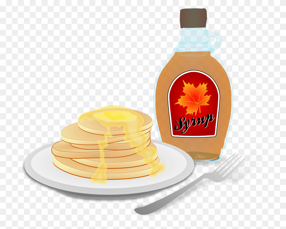Pancakes With Syrup Clipart, Bread, Cutlery, Food, Fork Free Png