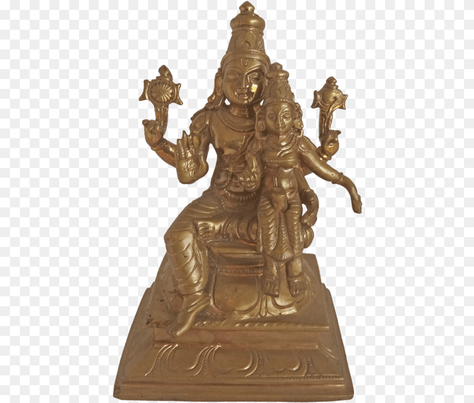 Panchaloha Lord Vishnu Sitting With Goddess Lakshmi Bronze Sculpture, Adult, Wedding, Person, Female Png