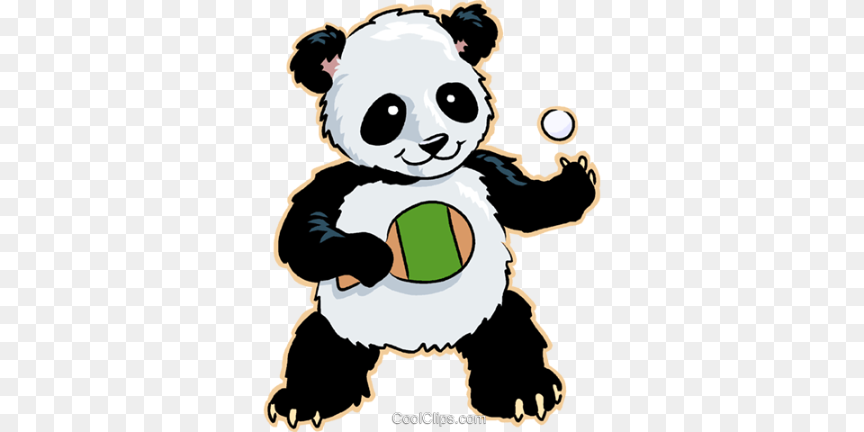 Panda Bear Royalty Vector Clip Art Illustration Panda Playing Table Tennis, Baby, Person, Face, Head Png