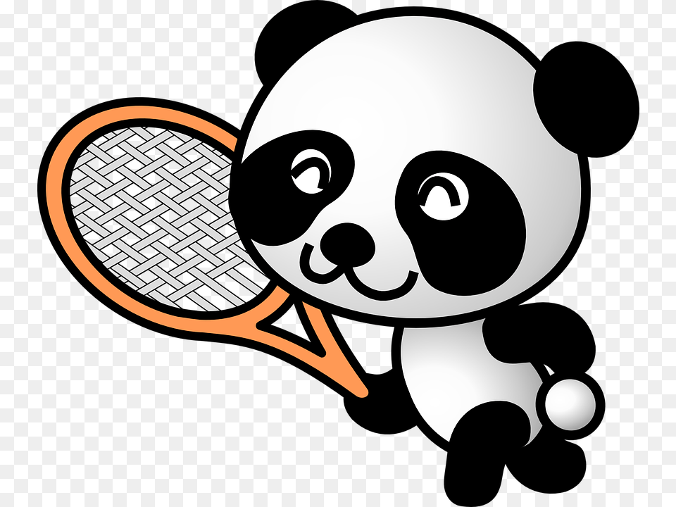 Panda Cartoon Panda Tennis, Racket, Sport, Tennis Racket, Badminton Png