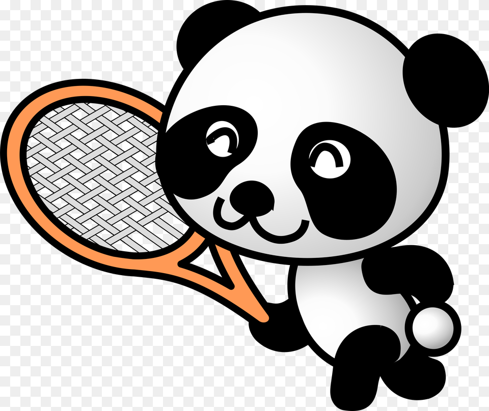 Panda Clipart Panda Tennis, Racket, Sport, Tennis Racket, Badminton Png