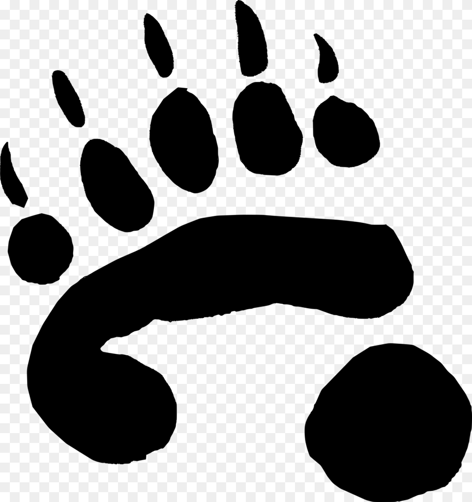 Panda Clipart Paw Giant Panda Paw Print, Gray Png Image