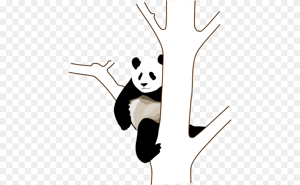 Panda Drawing On Tree, Stencil, Animal, Wildlife, Mammal Png