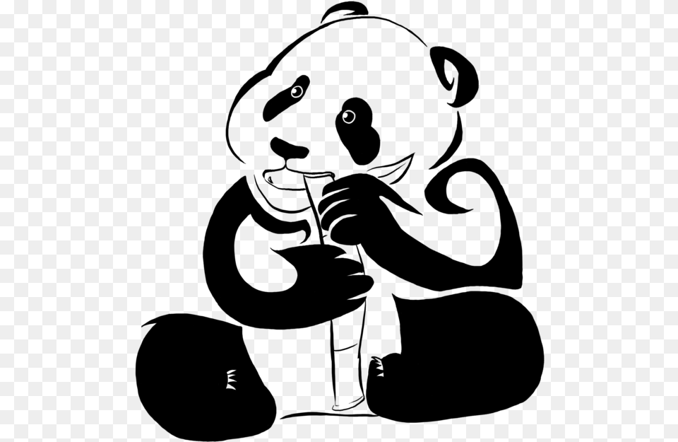 Panda Eating Bamboo Drawing Panda Tribal, Gray Free Transparent Png