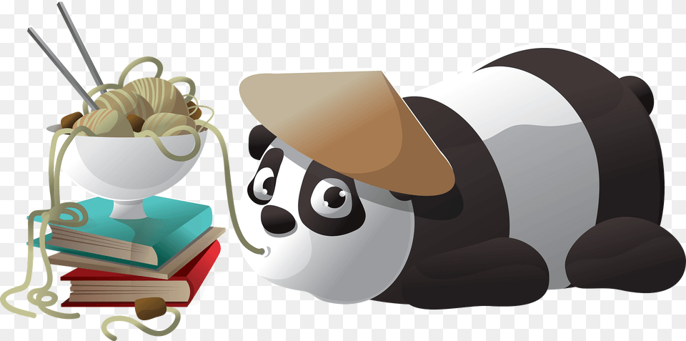 Panda Eating Noodles Clipart, Food, Meal Png Image