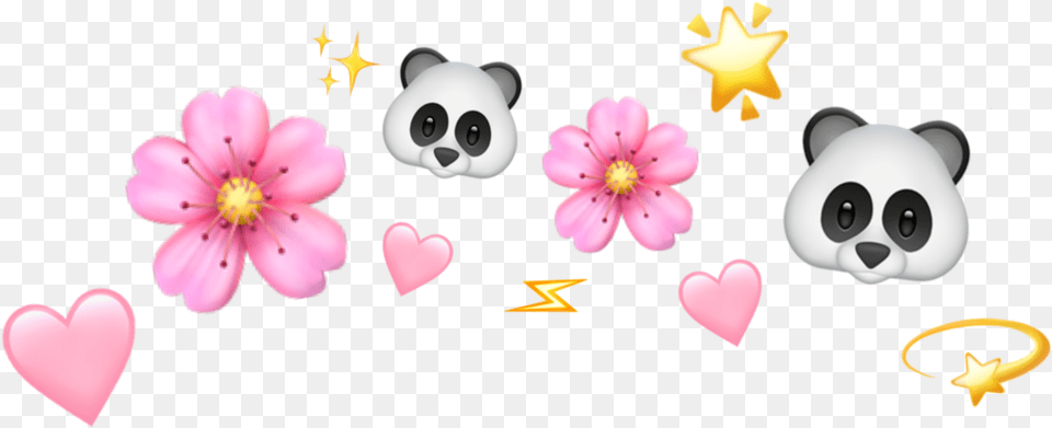 Panda Emoji Emojicrown Softbot Idol Emoji Flower Crown Transparent, Petal, Plant, Animal, Bear Free Png Download