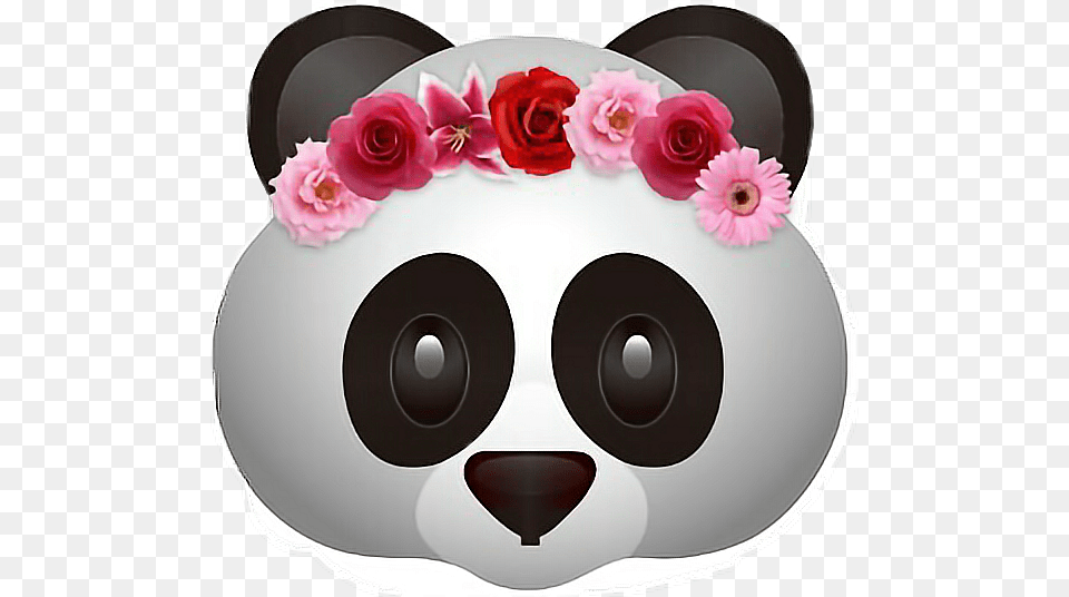 Panda Emoji Flower Flowercrown Freetoedit Panda With Flower Crown, Petal, Plant, Rose, Flower Arrangement Free Png