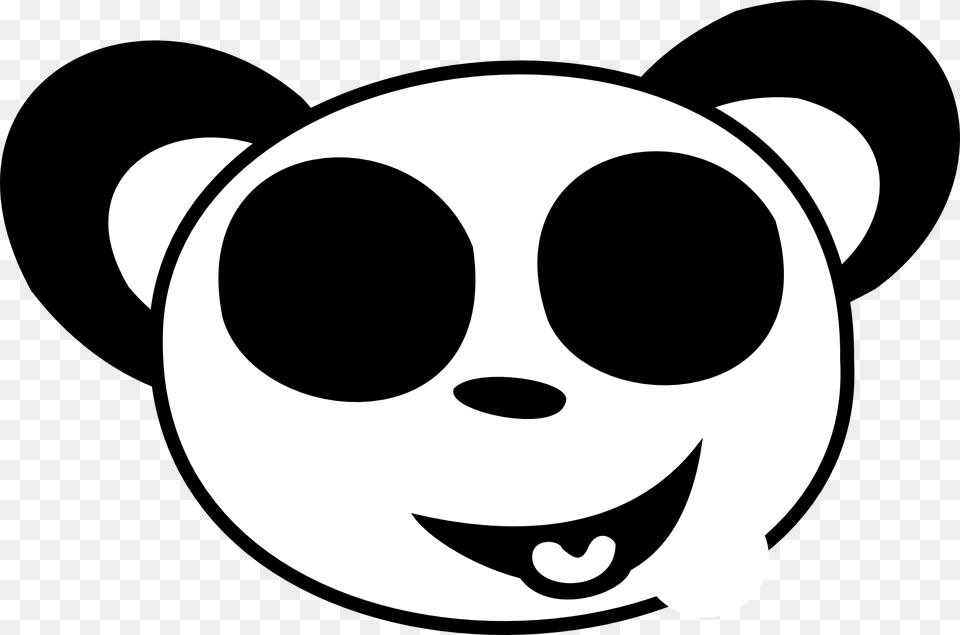 Panda Face Emoji Panda Face Clipart Black And White, Stencil, Clothing, Hardhat, Helmet Free Png Download