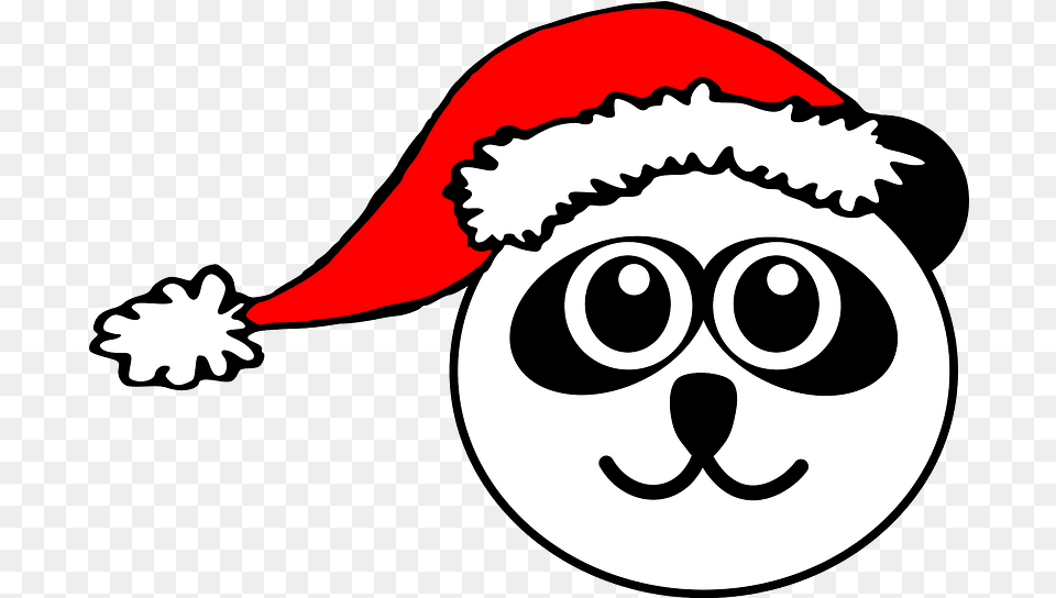 Panda Face With Santa Hat Clipart Christmas Cat Face Emoji, Person, Pirate, Baby Free Png