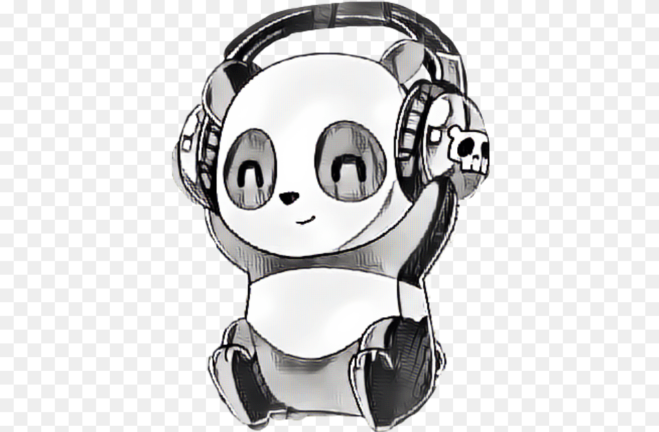Panda Headphones Music Happypanda Smile Behappy Animals Cool Cartoon Panda With Headphones, Robot, Electronics Png