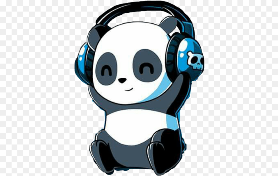 Panda Headphones Music Happypanda Smile Behappy Cartoon Panda With Headphones, Electronics, Robot Free Png Download