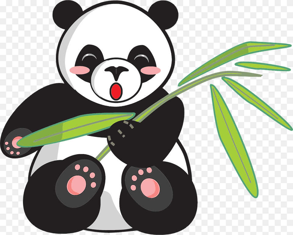 Panda Holding Bamboo Branch Clipart, Winter, Snowman, Snow, Outdoors Png