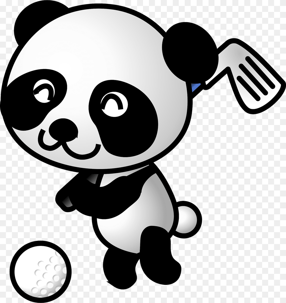 Panda Playing Golf Clipart, Cutlery, Fork Png