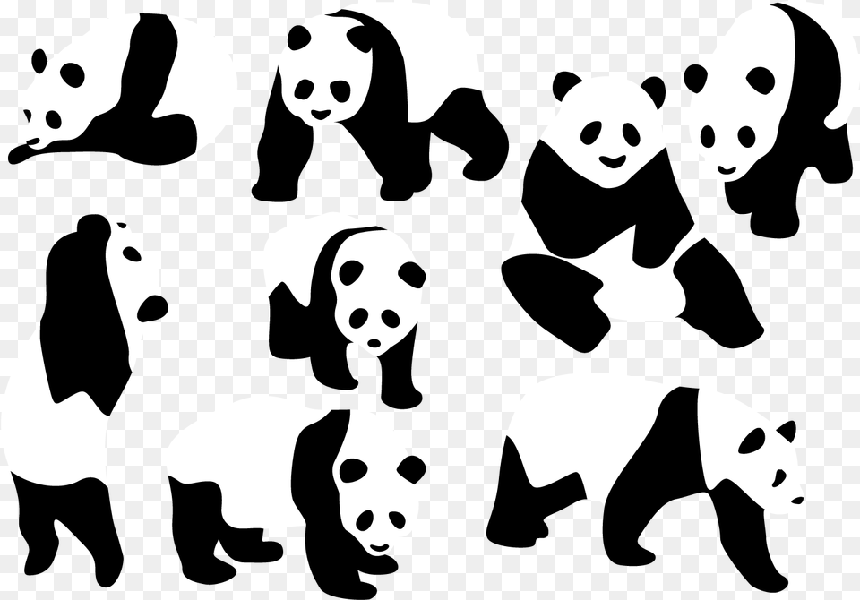 Panda Silhouette Panda Silhouette, Stencil, Animal, Bear, Giant Panda Png