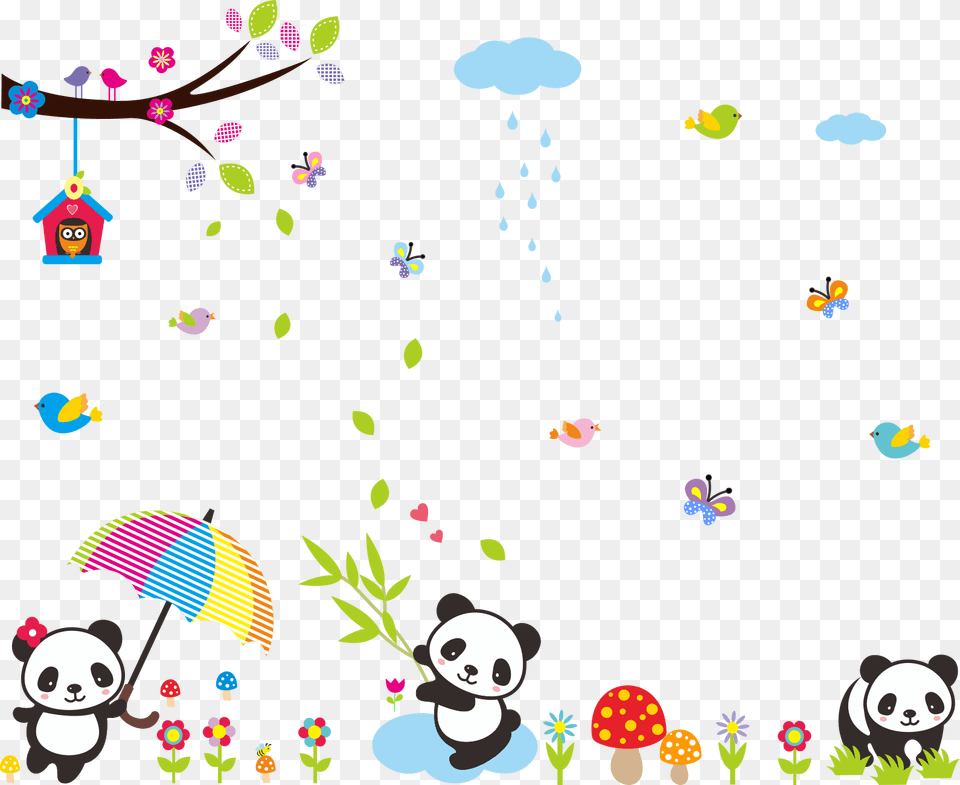 Panda Tree Butterfly Wall Stickers Price Panda, Art, Graphics, Pattern, Animal Free Png