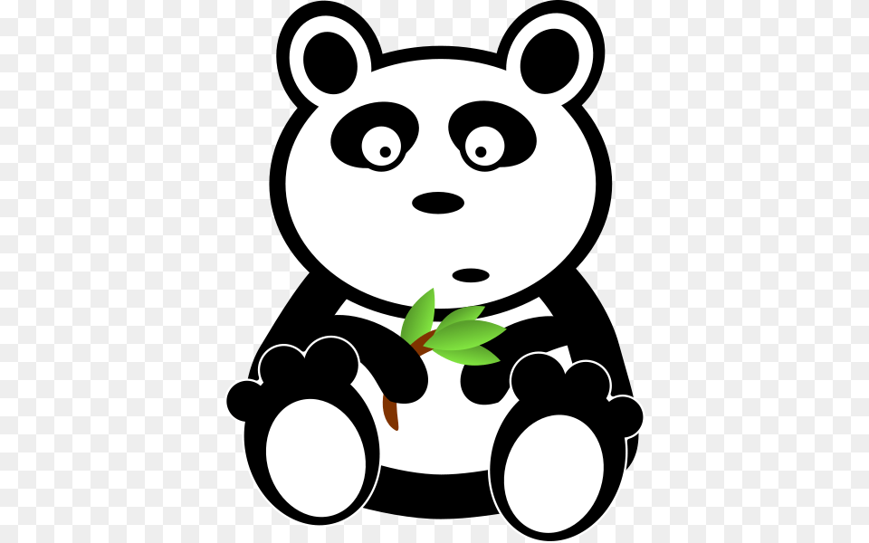Panda With Bamboo Leaves Clip Arts For Web, Stencil, Animal, Bear, Mammal Free Png Download