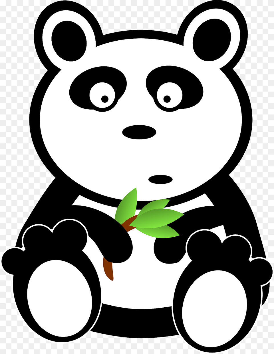 Panda With Bamboo Leaves Clipart, Stencil, Animal, Bear, Mammal Free Transparent Png