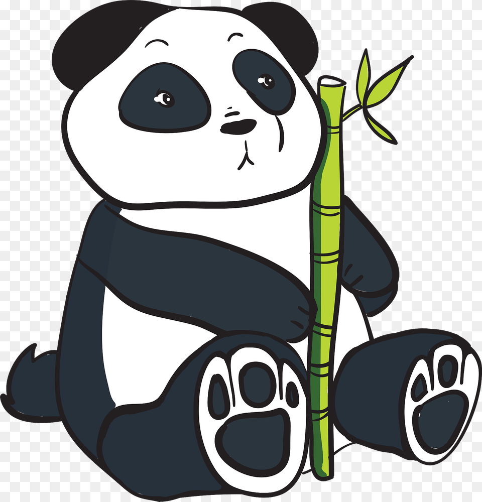 Panda With Bamboo Stalk Clipart, Plant, Lawn Mower, Device, Grass Png