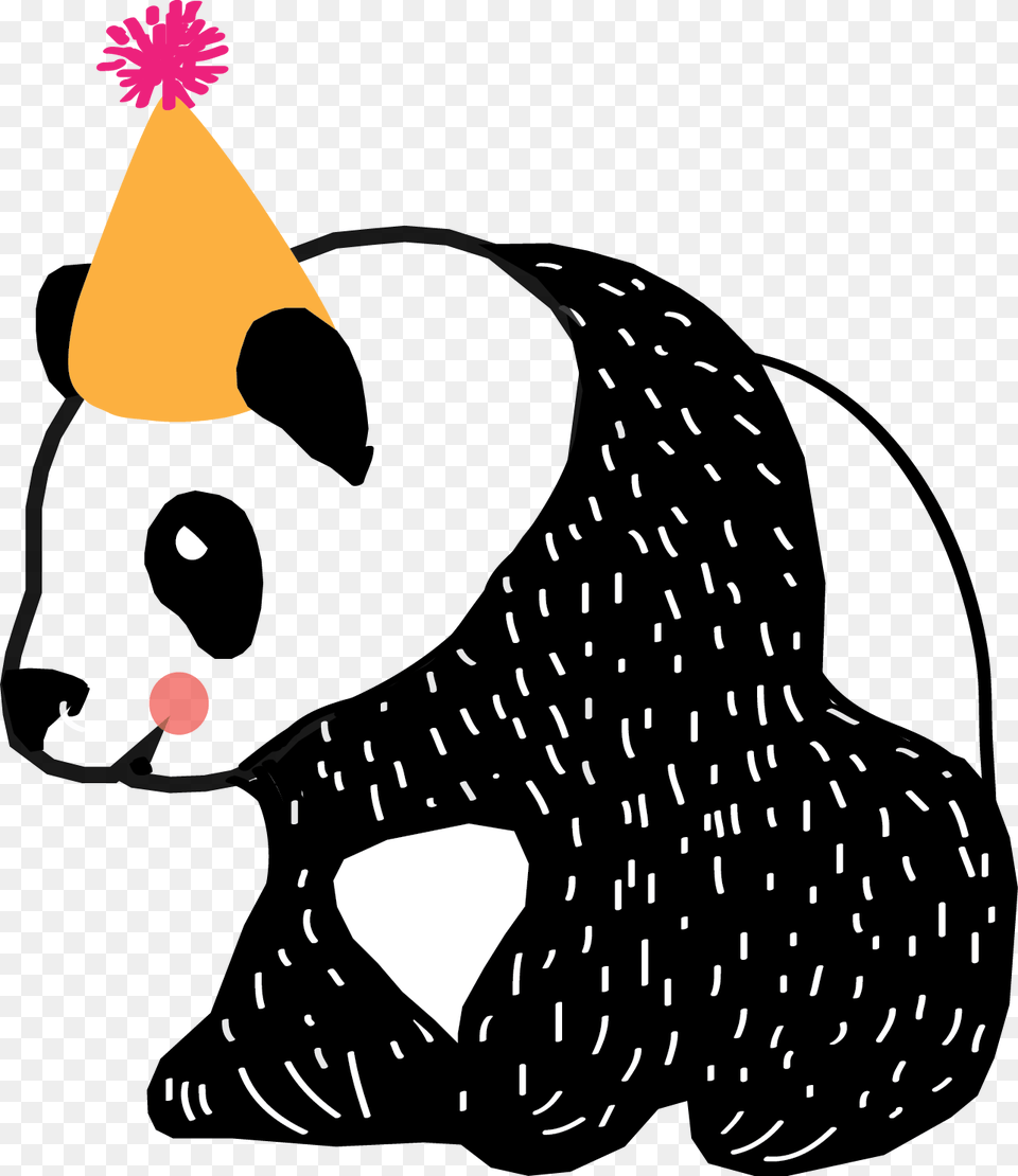 Panda With Birthday Hat, Clothing, Animal, Wildlife, Bear Free Png Download