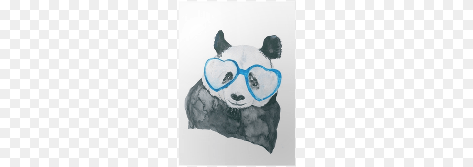 Panda With Glasses Watercolor Painting, Animal, Canine, Dog, Mammal Free Png