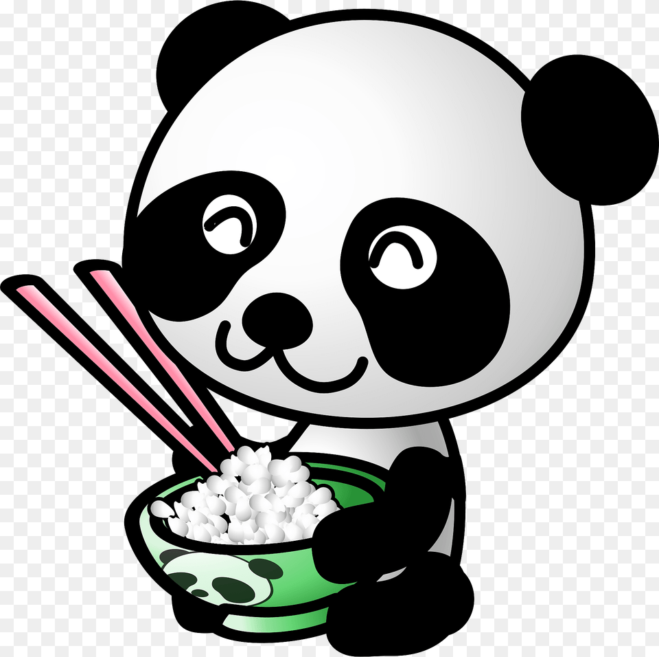 Panda With Rice Bowl And Chopsticks Clipart, Food, Meal Free Png