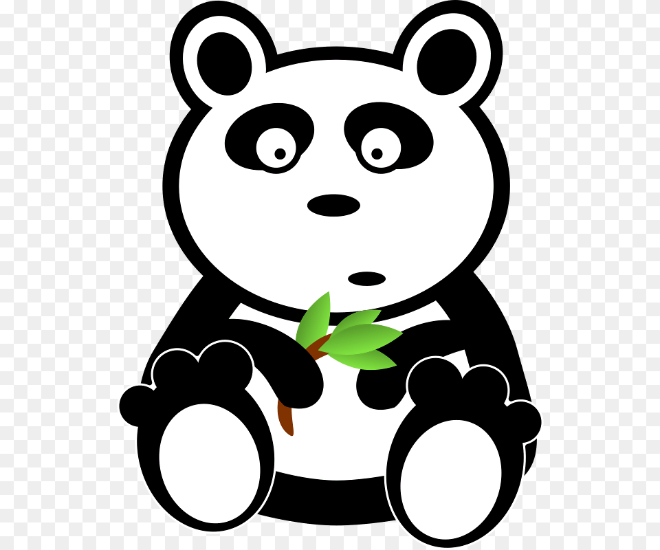 Pandas And Bamboo Leaves Download Vector, Stencil, Animal, Bear, Mammal Png Image