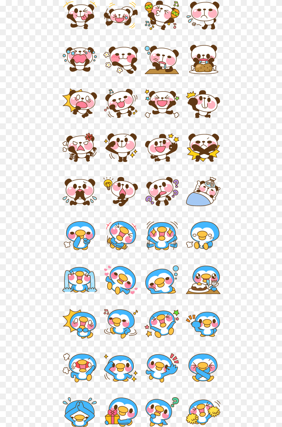 Pandas And Birds Kawaii Stickers Cute Stickers Emoji Korean Cute Stickers Printable, Art, Face, Head, Person Free Png