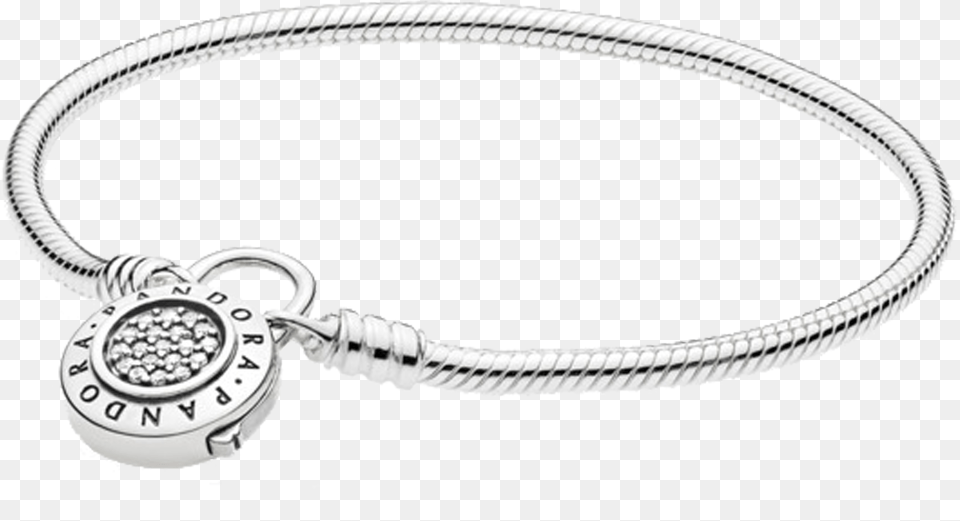 Pandora Pulseira Prata Signature Fecho Cadeado Snake Chain Silver Bracelet Pandora, Accessories, Jewelry Free Png Download