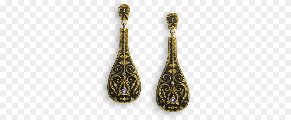 Pandouris Lute Earrings Black Gold Jewelry Fashion Earrings, Accessories, Earring, Locket, Pendant Free Transparent Png