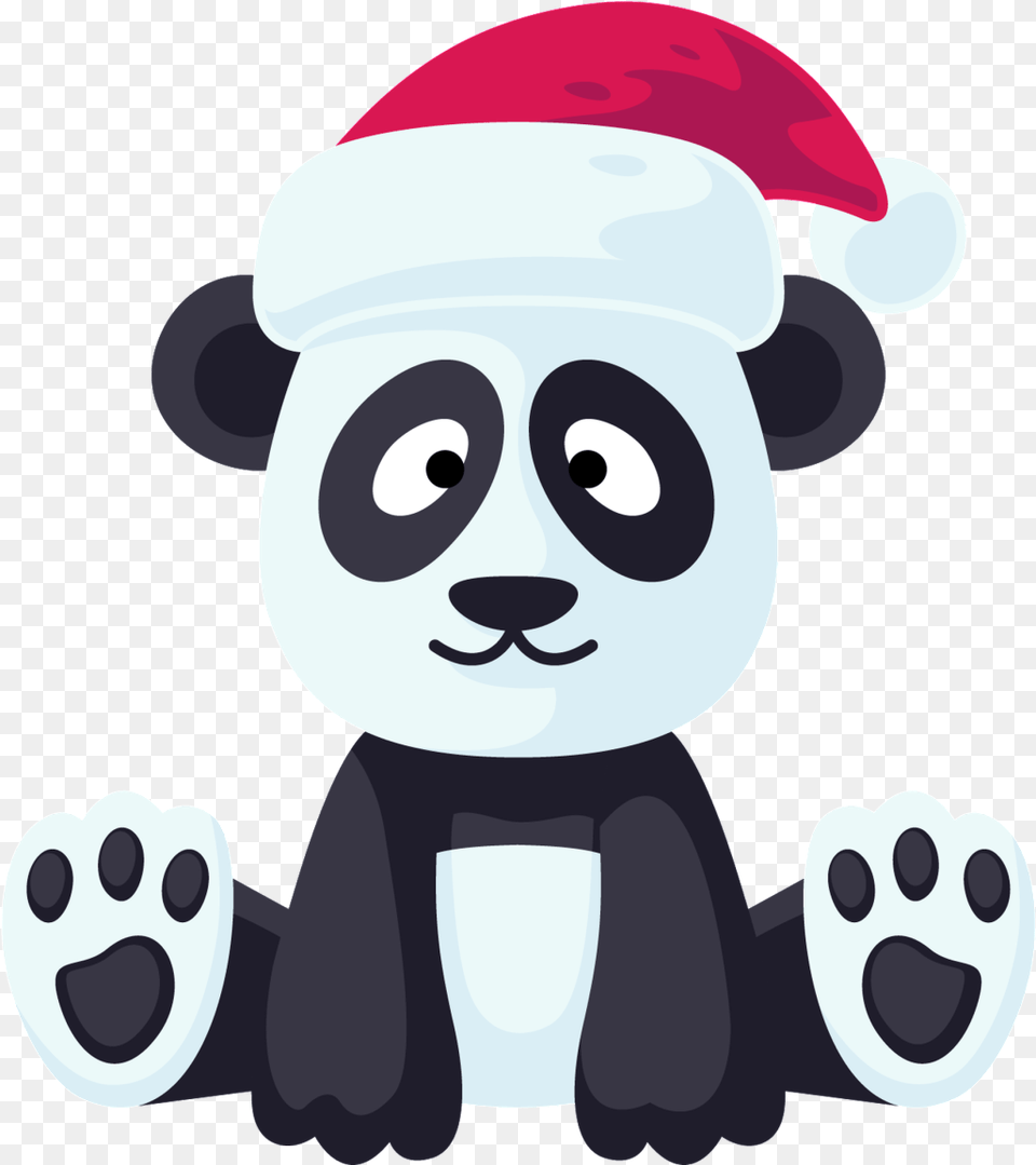 Pandtransparent Cartoon Sitting In A Christmas Hat Clip Art, Nature, Outdoors, Snow, Snowman Free Png Download