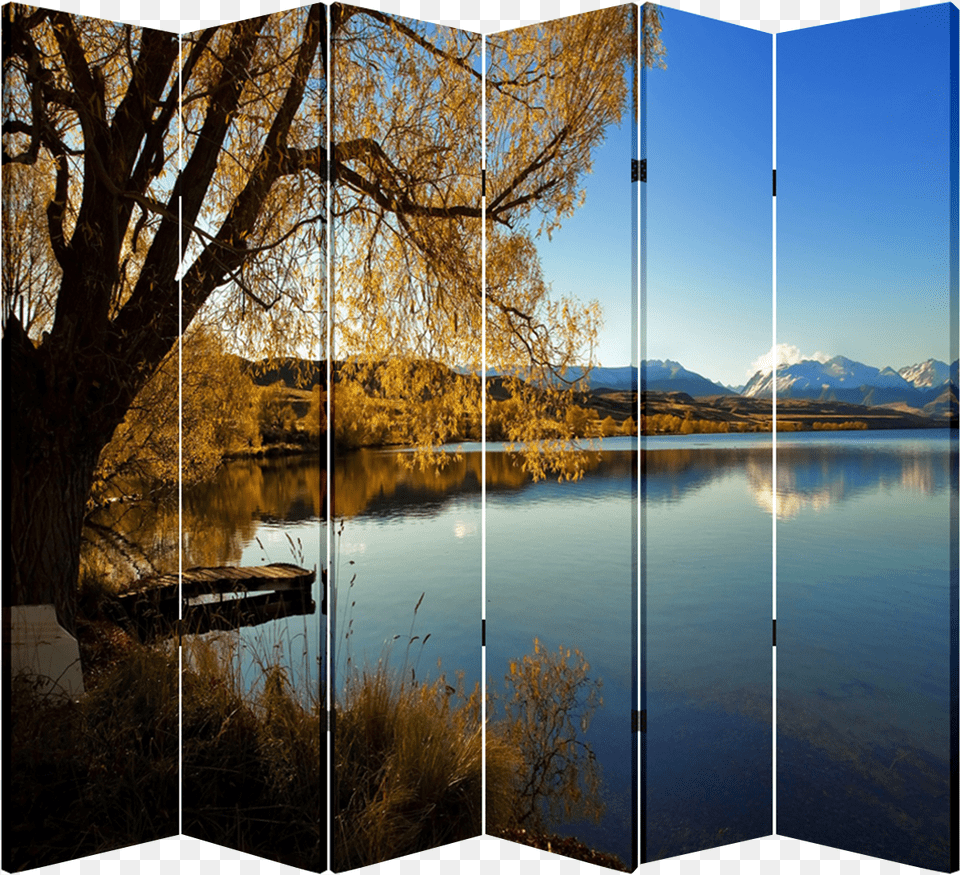 Panel Folding Screen Canvas Divider Lakeside Free Reflection, Art, Collage, Plant, Tree Png