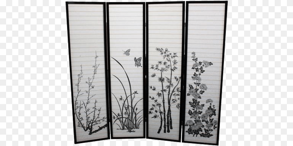Panel Folding Screen Room Divider Butterfly Room Dividers 3 Panel, Door, Herbal, Herbs, Plant Png Image