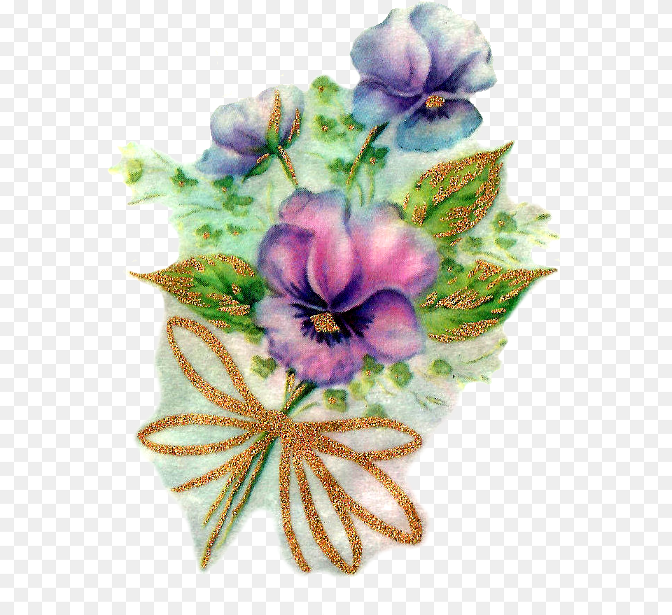 Pansy Flower Bouquet Image Bow Flower, Pattern, Plant, Petal, Graphics Png