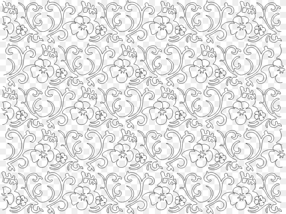 Pansy Swirl Repeat With 50 Offset Quilting Design Line Art, Gray Png Image