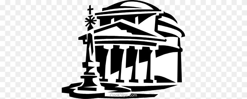 Pantheon Rome Italy Royalty Vector Clip Art Illustration, Outdoors, Architecture, Pillar, Stencil Free Transparent Png