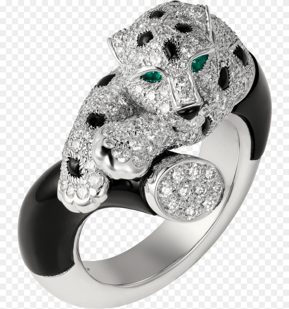 Panthre De Cartier Ring White Gold Emeralds Onyx Cartier Biuteria Pantera, Accessories, Diamond, Gemstone, Jewelry Free Png Download