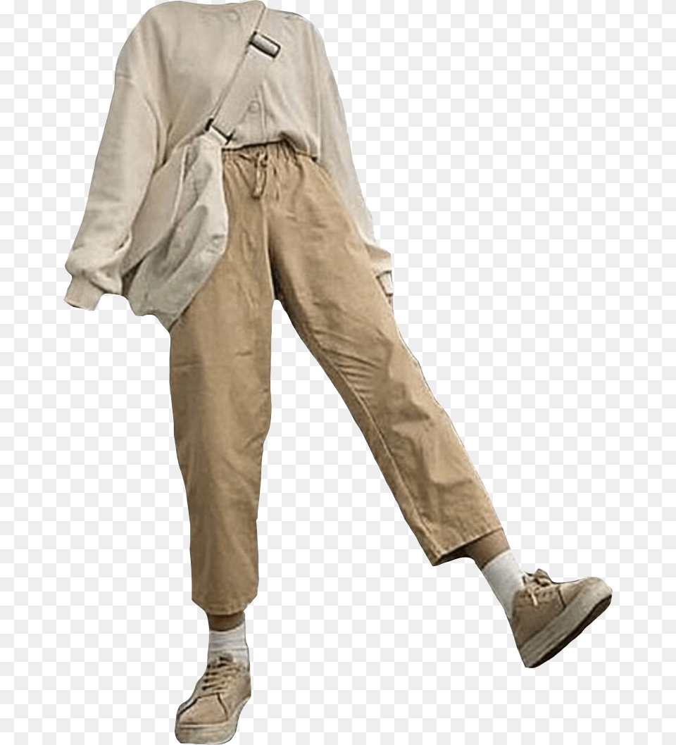 Pants Jeans Trousers Beige Top Bag Outfit Outfitinspo Aesthetic Style, Clothing, Khaki, Adult, Male Free Transparent Png