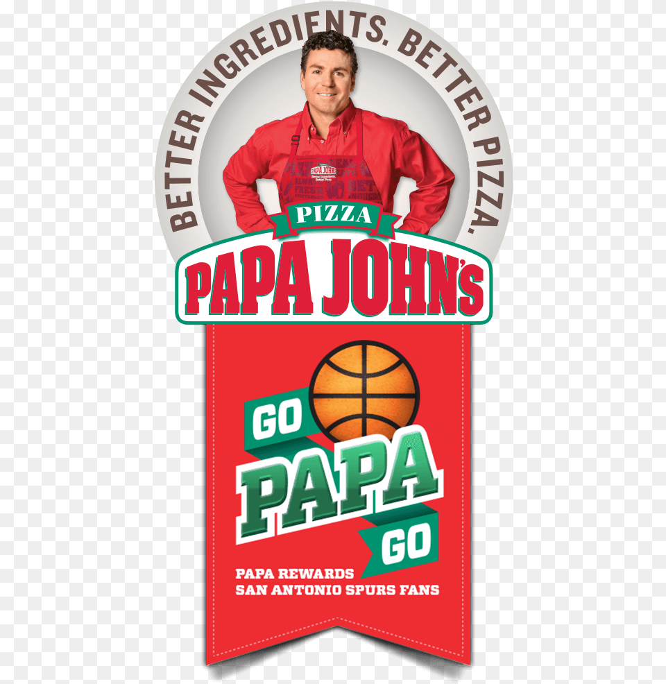 Papa John39s Pizza Papa John39s New Logo, Advertisement, Poster, Adult, Male Free Png Download