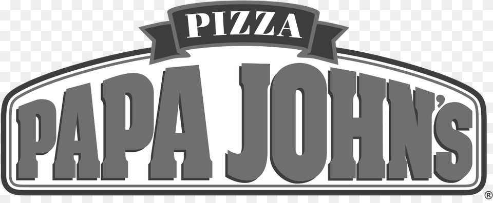 Papa Johns Pizza Black And White, Logo, License Plate, Transportation, Vehicle Png