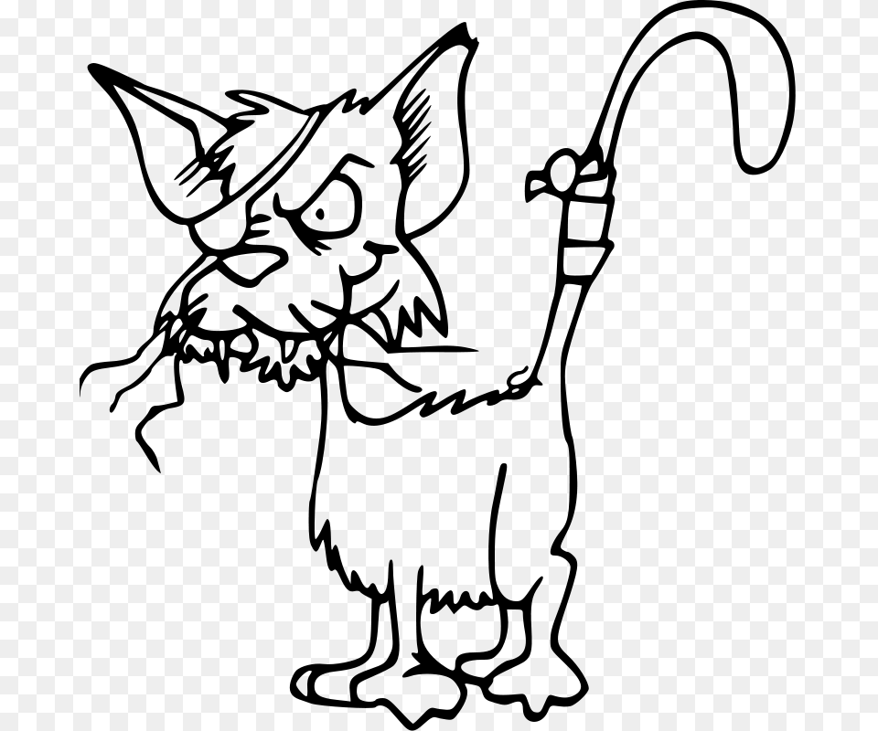 Papapishu Fighting Cat Bw, Gray Png Image