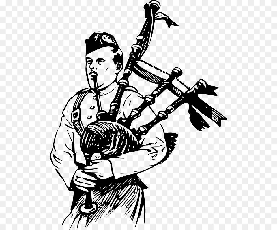 Papapishu Man Playing Bagpipes, Gray Free Png Download